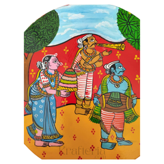 Women’s Festival Gathering – Cheriyal Hand-Painted Wall Plate   wall decor