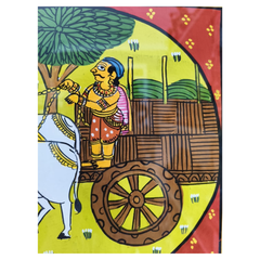 Village Scene Painting - Cheriyal Folk Narrative Art   Cheriyala Painting
