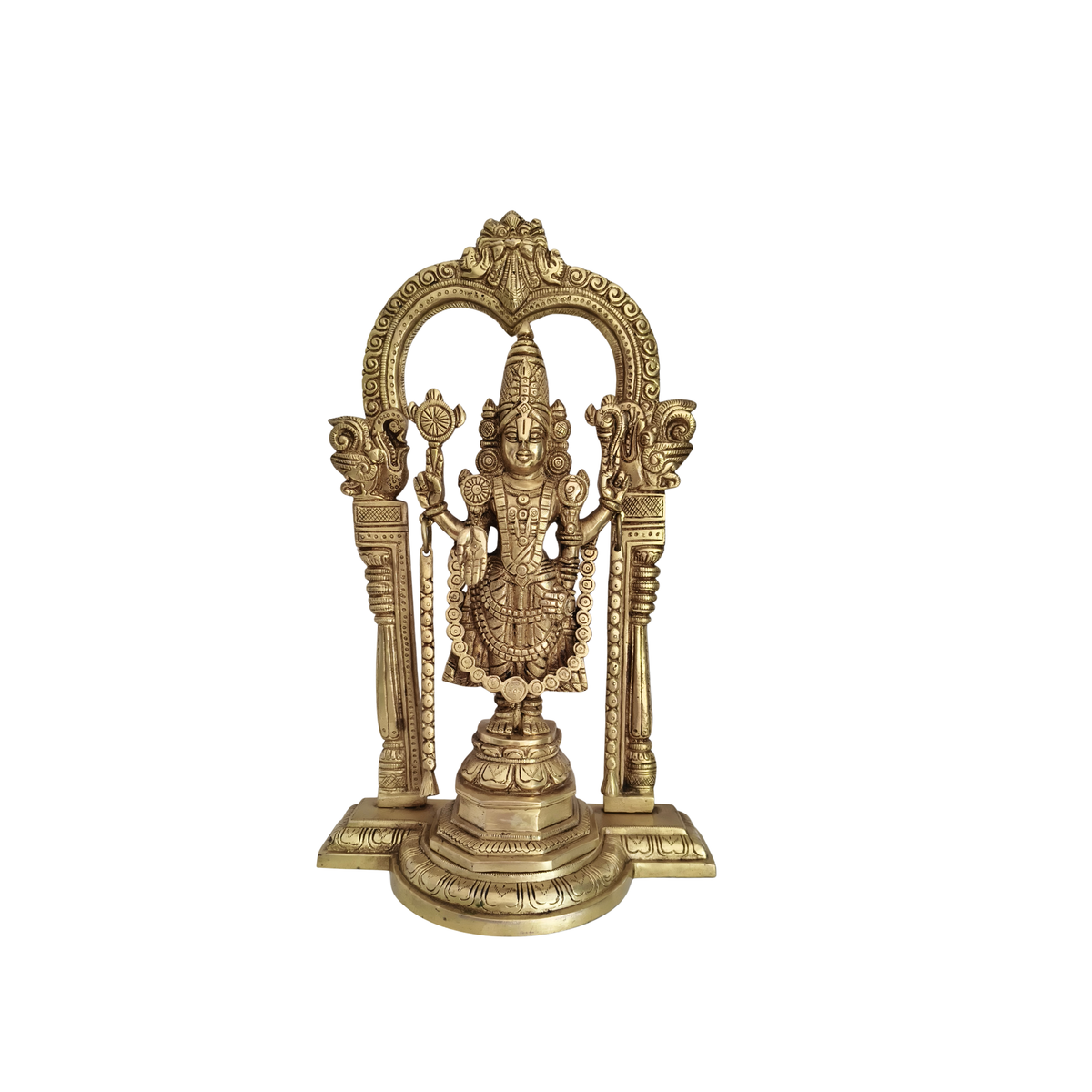 Brass Lord Venkateswara (Balaji) Statue with Majestic Prabhavali Arch
