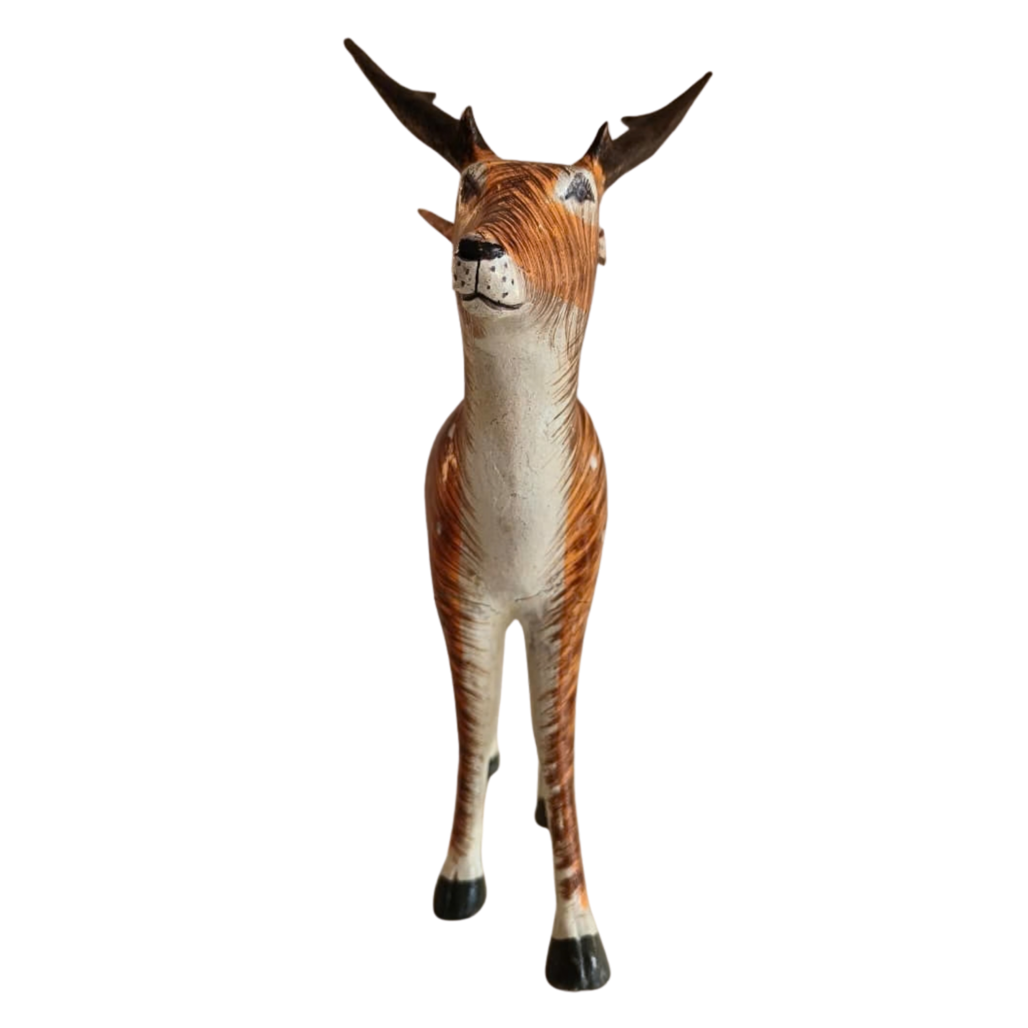 Traditional Nirmal standing deer wooden toy with glossy lacquer coating