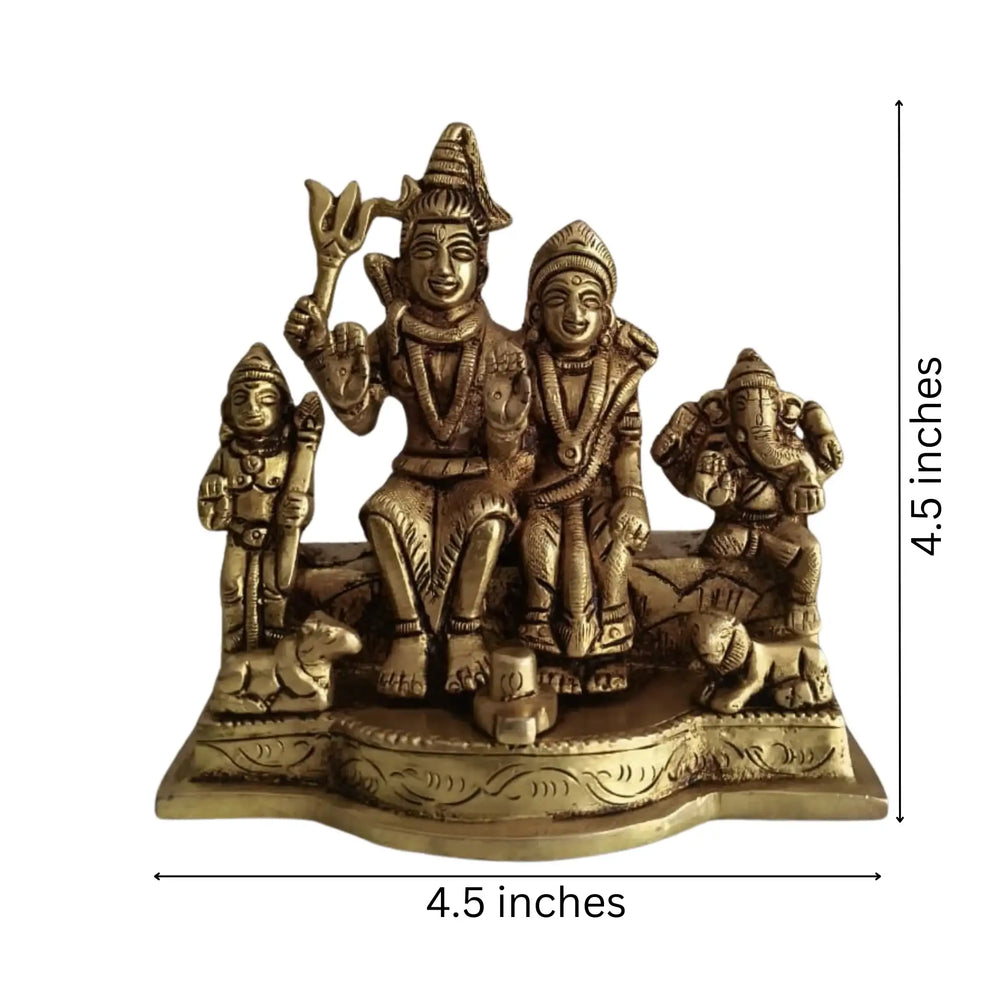 Brass Shiva Parivar Idol – Lord Shiva Family for Pooja & Home Temple Decor   Brass Ware