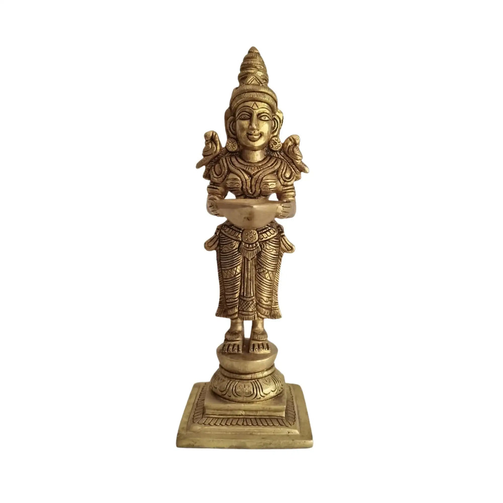 Elegantly Sculpted Brass Deepa Lakshmi Statue (Lady with Lamp)   Brass Ware