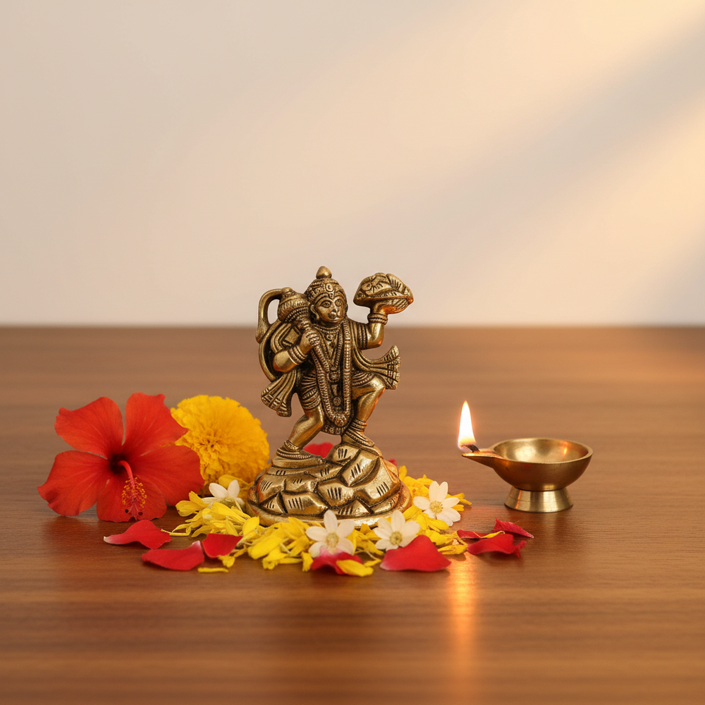 Handcrafted Brass Hanuman Ji Idol – Traditional Hindu Decorative Statue   Brass Artwork