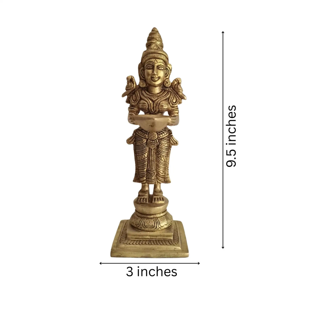 Elegantly Sculpted Brass Deepa Lakshmi Statue (Lady with Lamp)   Brass Ware