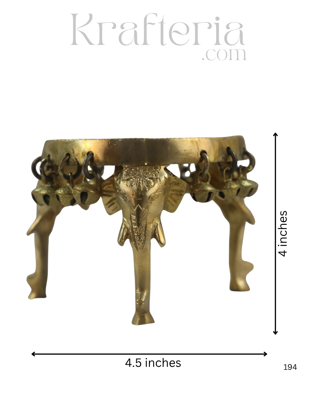Brass Elephant Pooja Stools With Hanging Bells