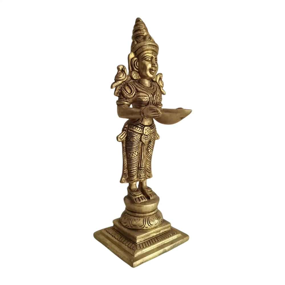 Elegantly Sculpted Brass Deepa Lakshmi Statue (Lady with Lamp)   Brass Ware