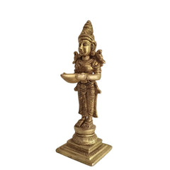 Elegantly Sculpted Brass Deepa Lakshmi Statue (Lady with Lamp)   Brass Ware