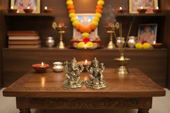 Brass Lakshmi Ganpati Murti Pair – Wealth & Wisdom Idol for Home Temple   Brass Ware