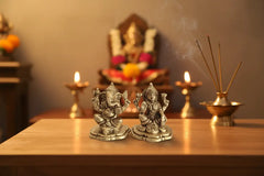 Brass Lakshmi Ganpati Murti Pair – Wealth & Wisdom Idol for Home Temple   Brass Ware
