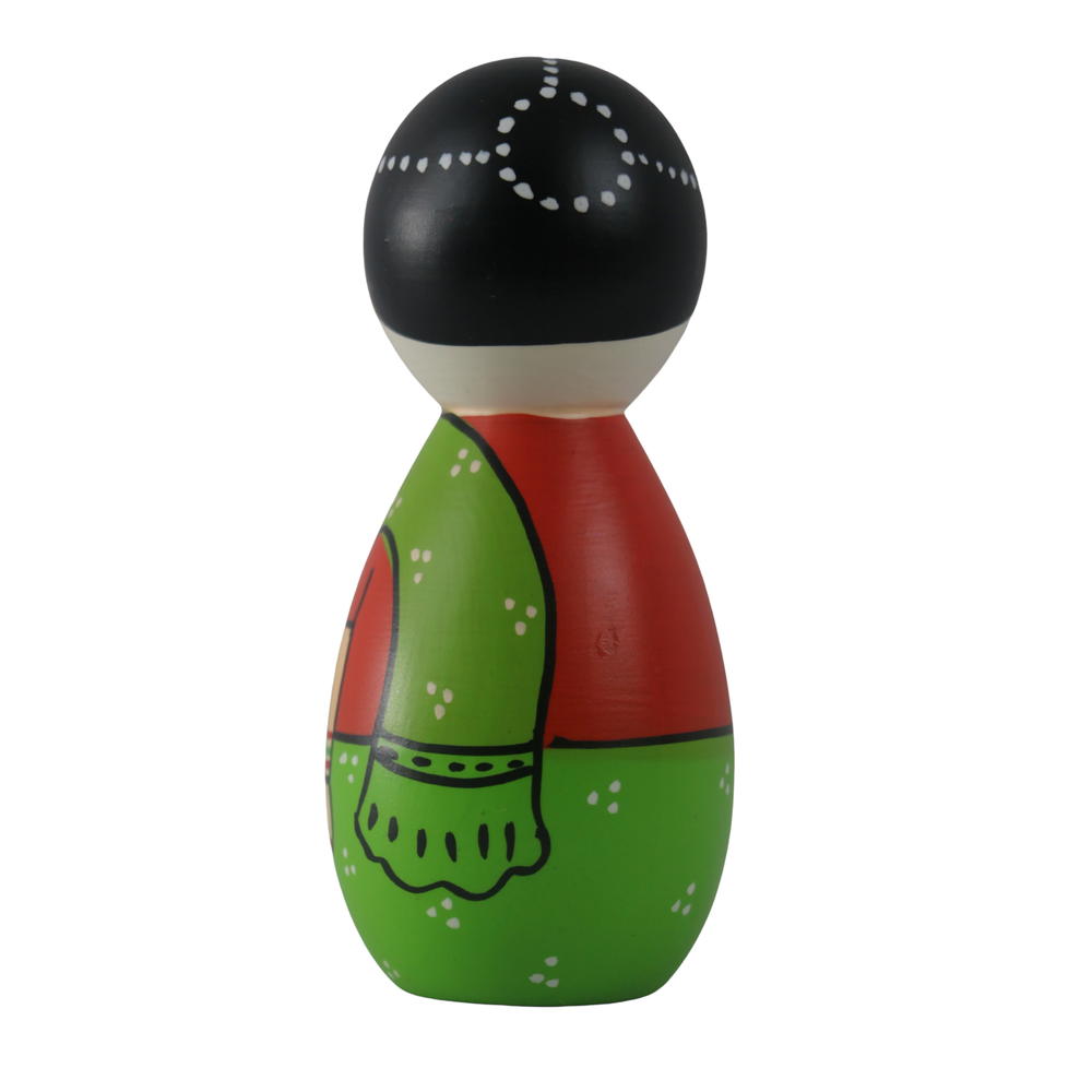 Hand painted wooden women peg dolls