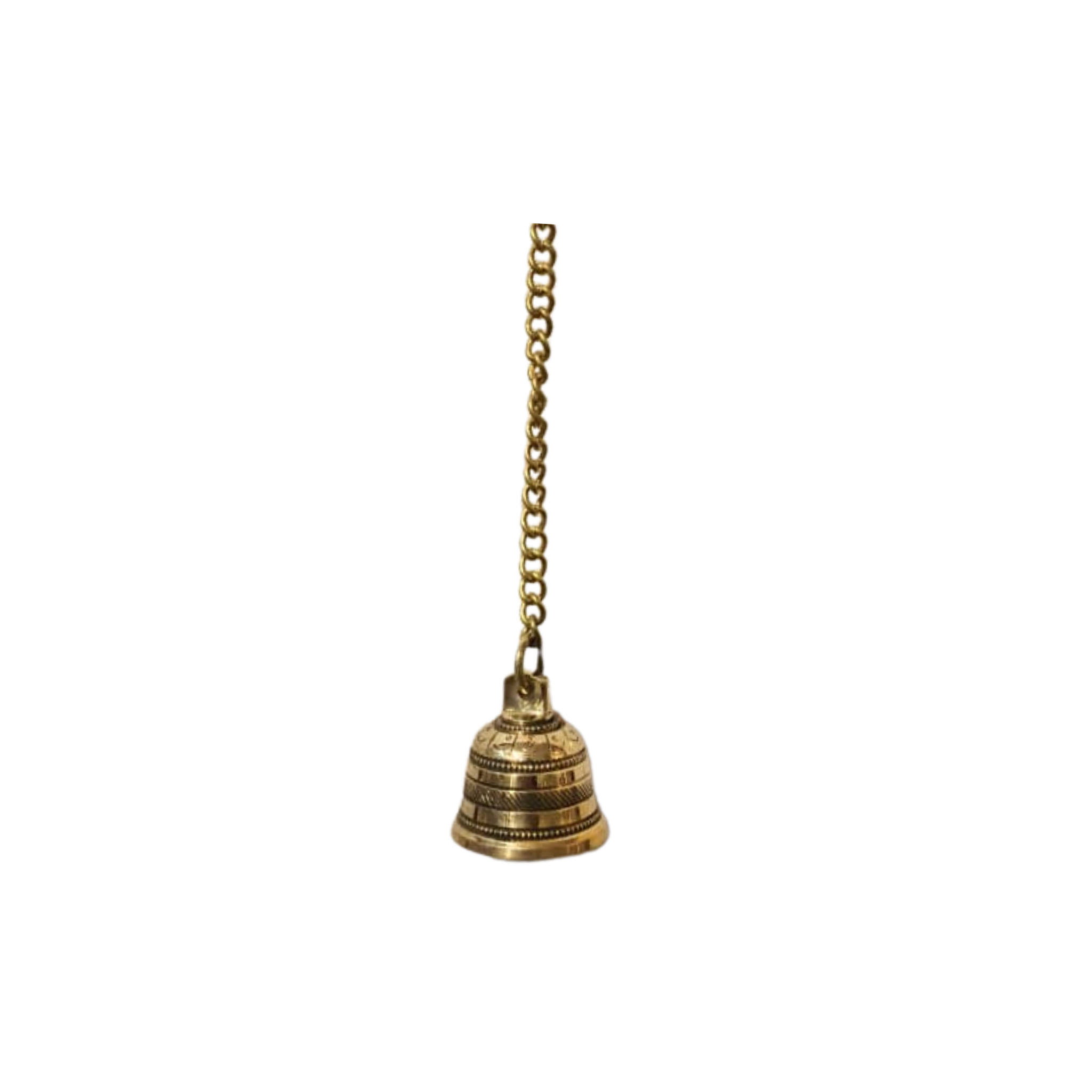 Handcrafted Antique Finish Hanging Brass Temple Bell with Chain and Hook
