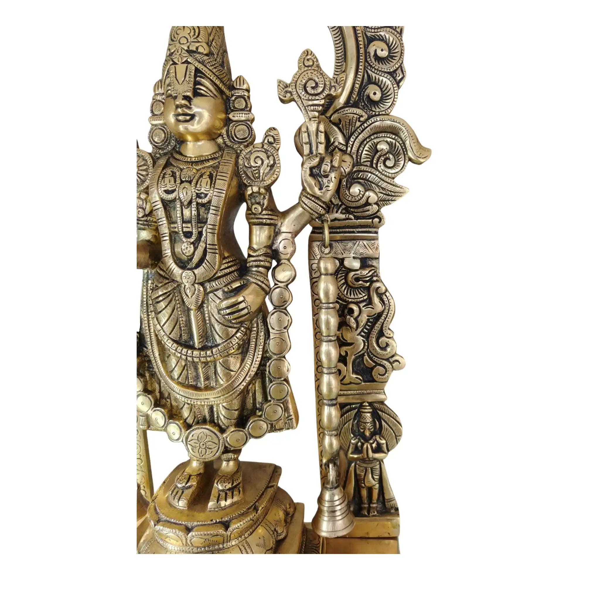 Antique Brass Lord Venkateswara Idol – Tirupati Balaji Statue with Arch for Home Temple   Brass Ware