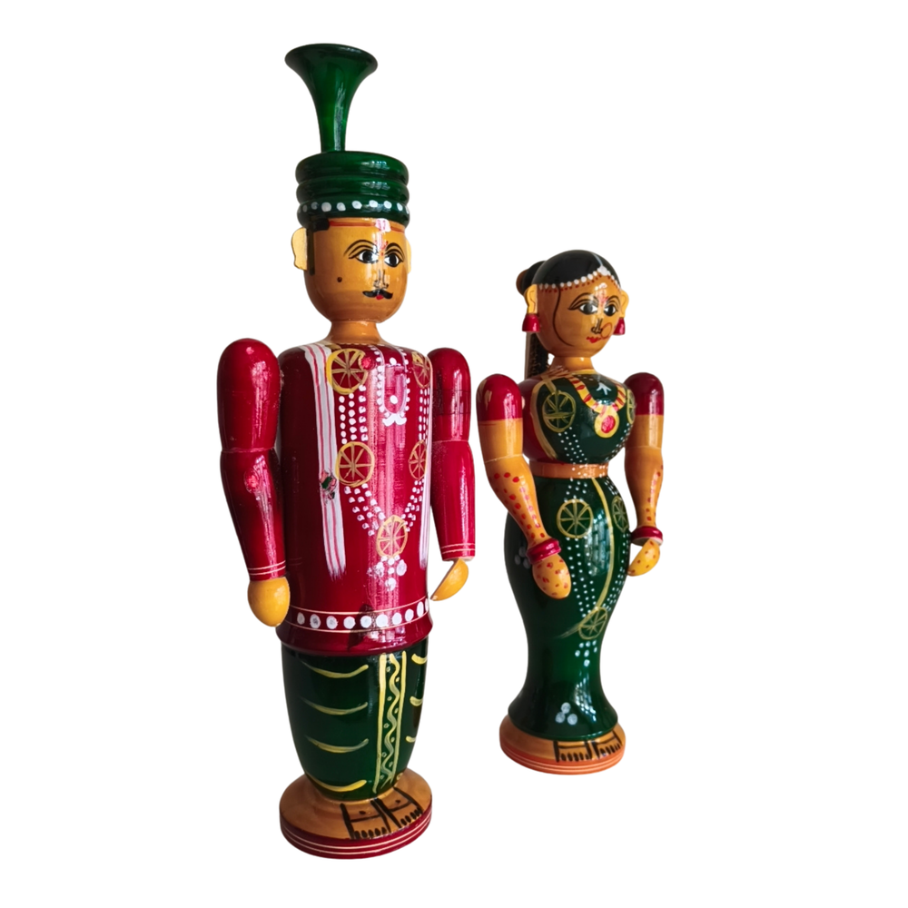 Etikoppaka Wooden Couple – South Indian Marriage Ceremony Folk Art   Etikoppaka Lacquerware