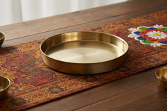 Handcrafted brass thali round plate for pooja and serving