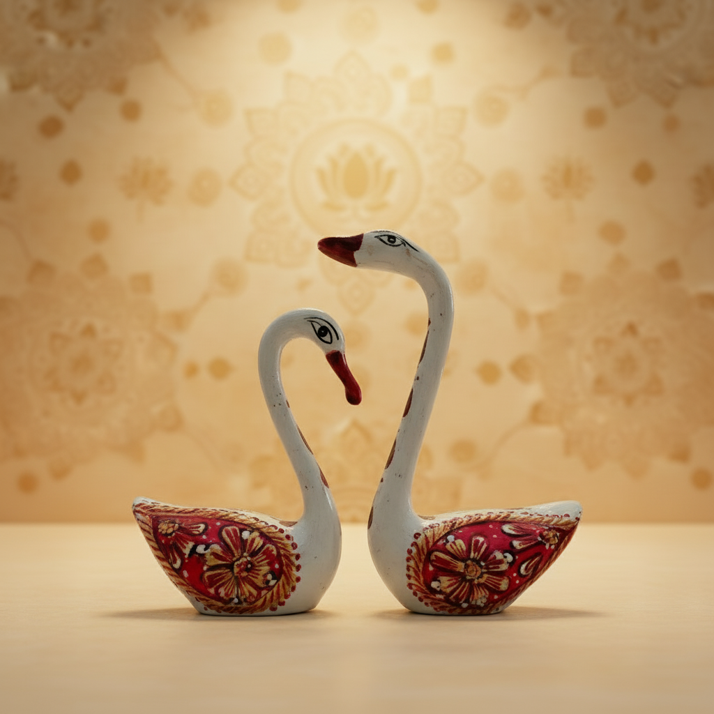 Hand-Painted Metal Duck Pair | Decorative Home Showpiece