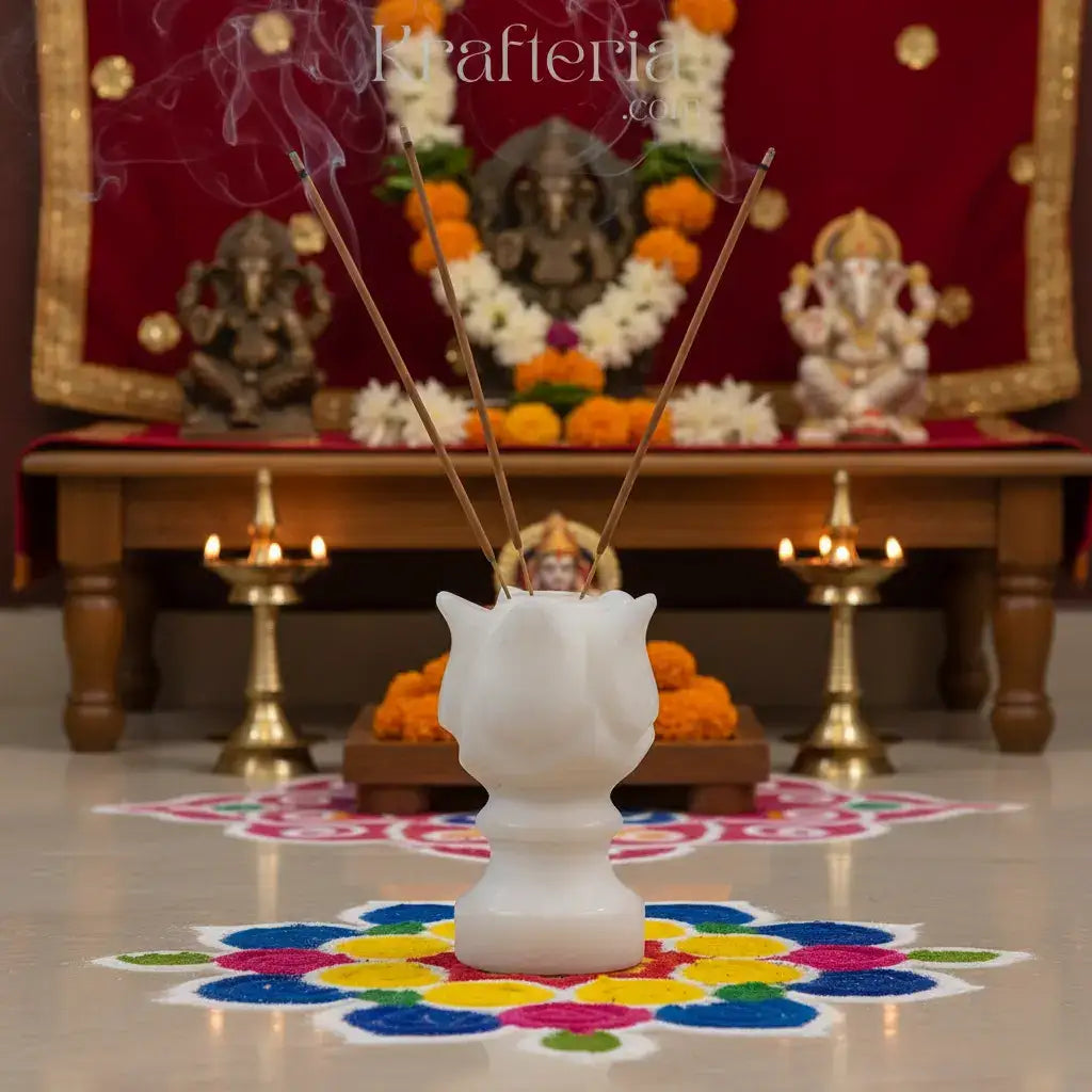 White decorative object resembling a cat's head on a white background with 'Krafteria' branding.
