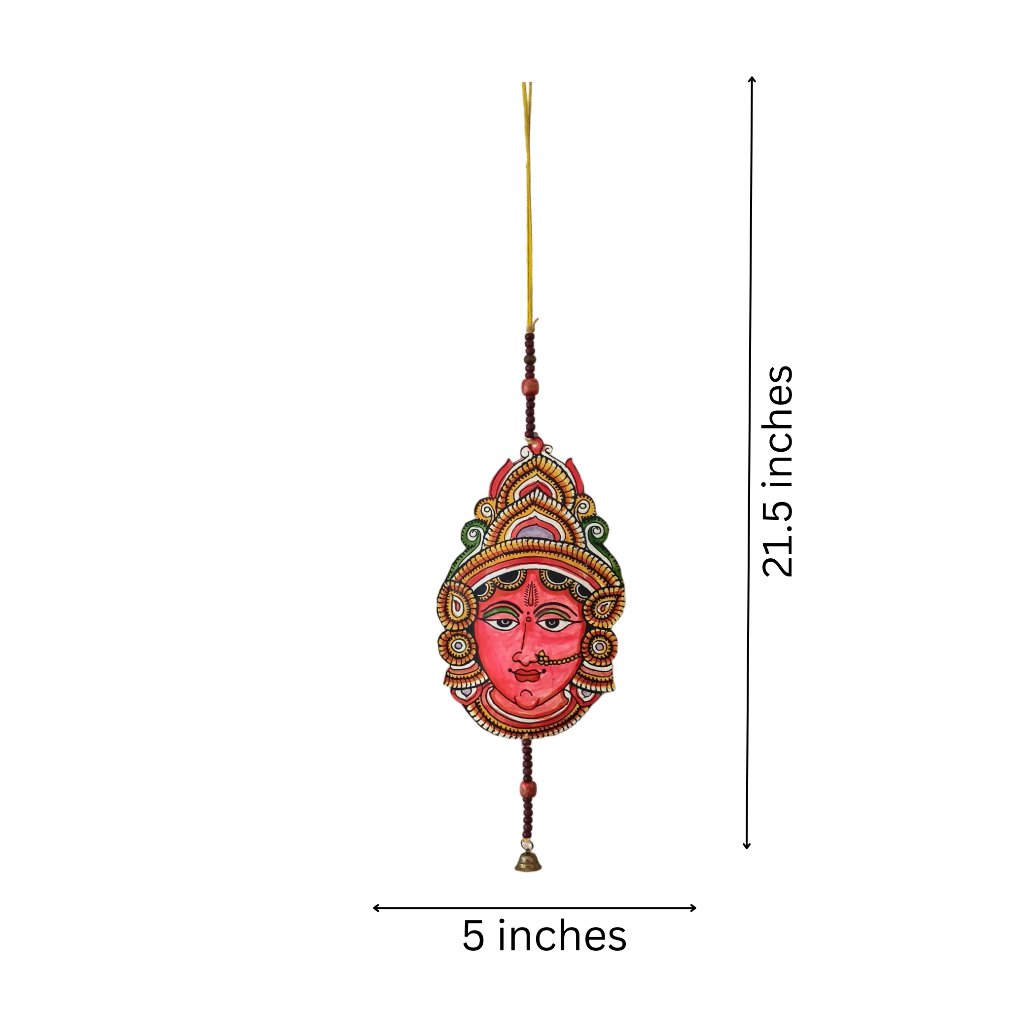 Hand-Painted Goddess Durga Leather Wall Hanging