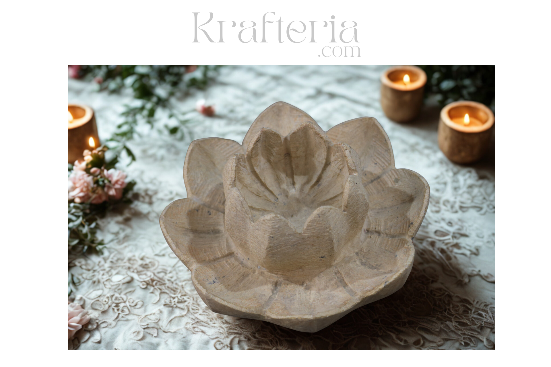 Marble Lotus Flower Candle Stand – Artistic and Serene Accent