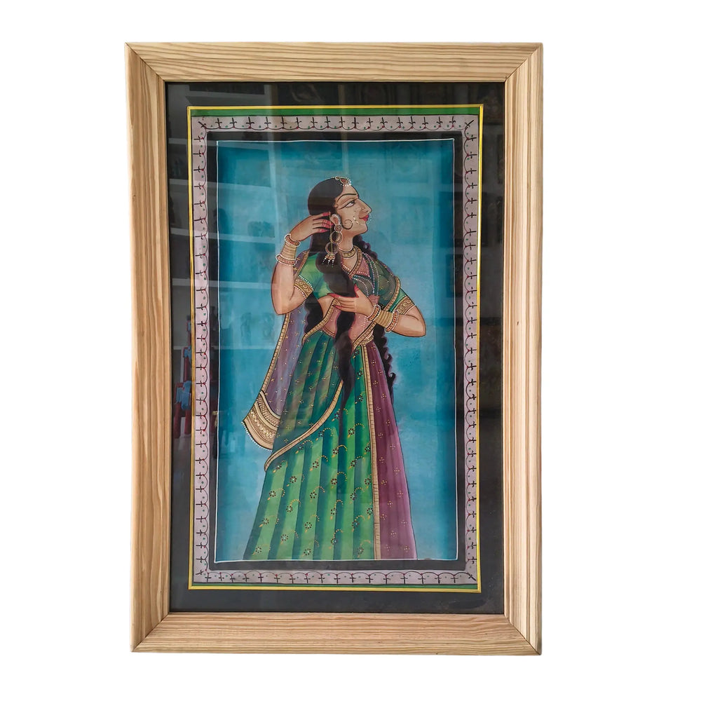 The Royal Beauty - A Hand-Painted Rajasthani Lady   Paintings