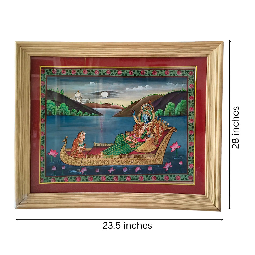 Radha and Krishna's Moonlit Journey Painting   Paintings