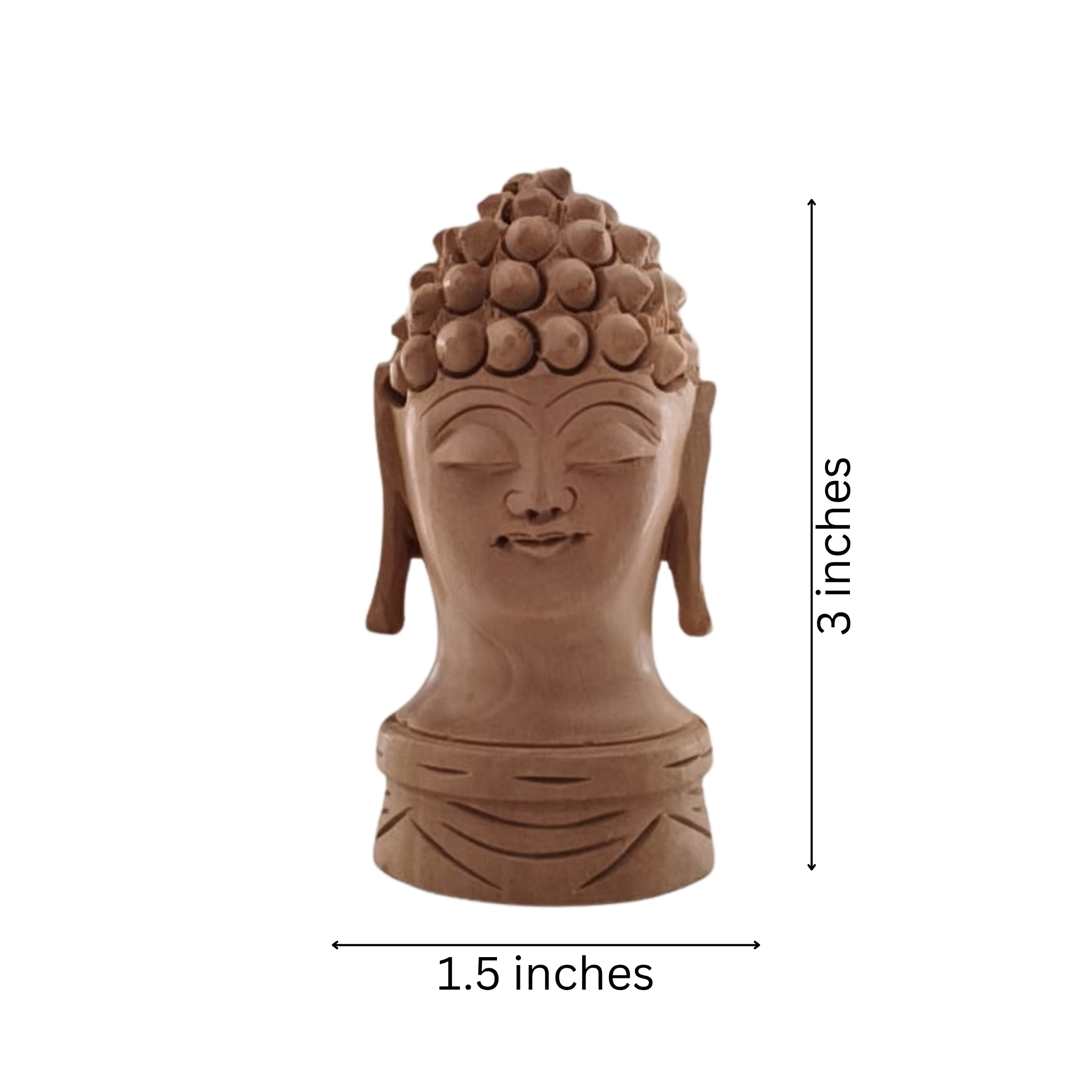 Buddha Wooden Head Statue | Hand-Carved Spiritual Decor