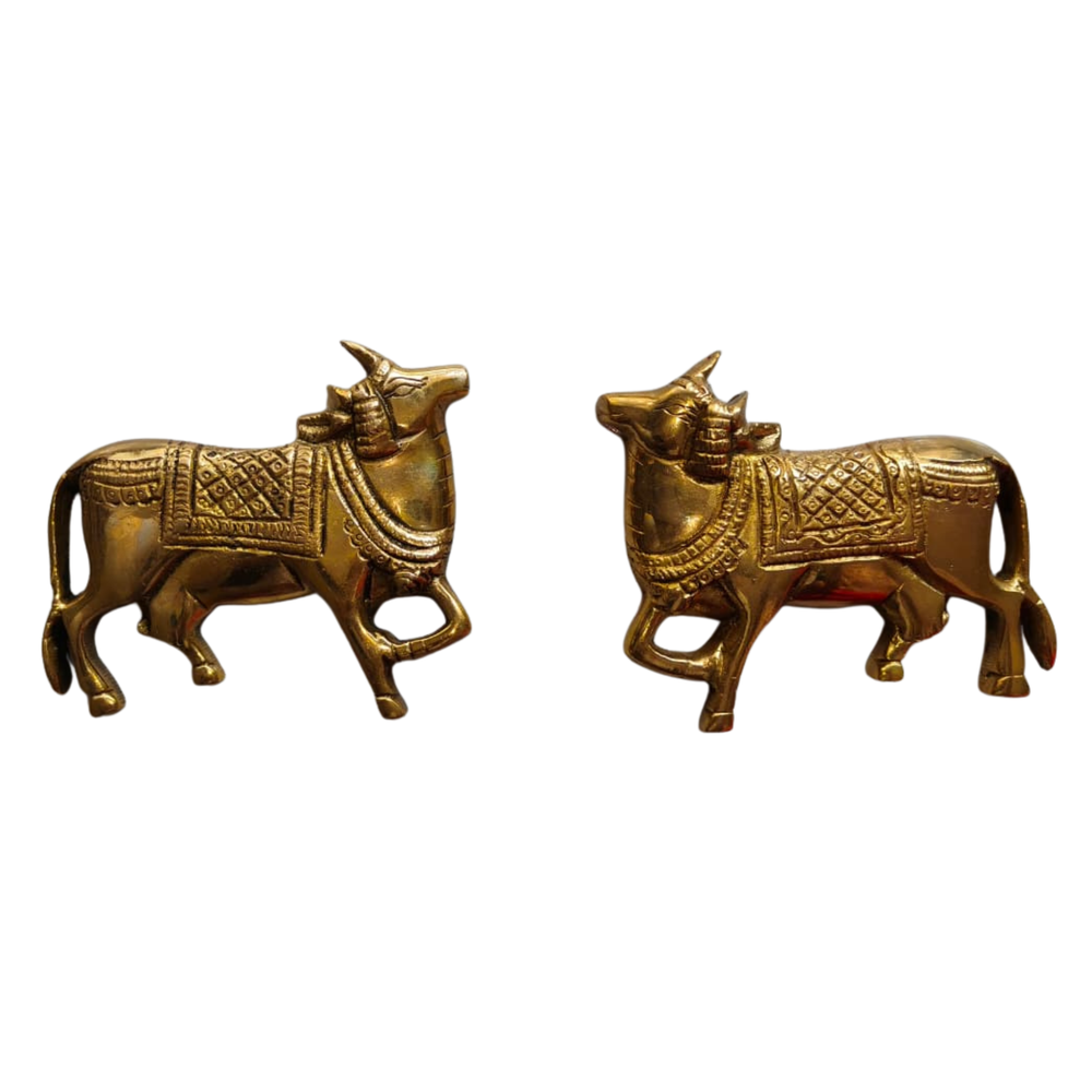 Sacred Golden Brass Nandi Wall Hanging / Decor Idol   Brass Ware