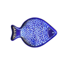 Deep Blue Pottery Fish Wall Decor | Hand-Painted Quartz Art