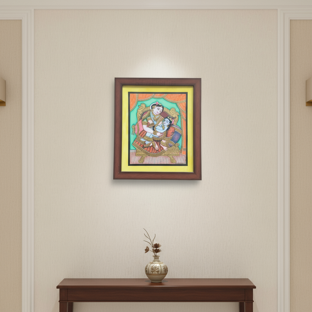 Mysore Yashodha With Krishna Painting | 22KT Gold Leaf