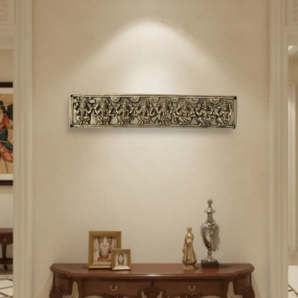 Exquisite Brass Ashta Lakshmi Wall Hanging - Eight Forms of Goddess Lakshmi   Brass Ware