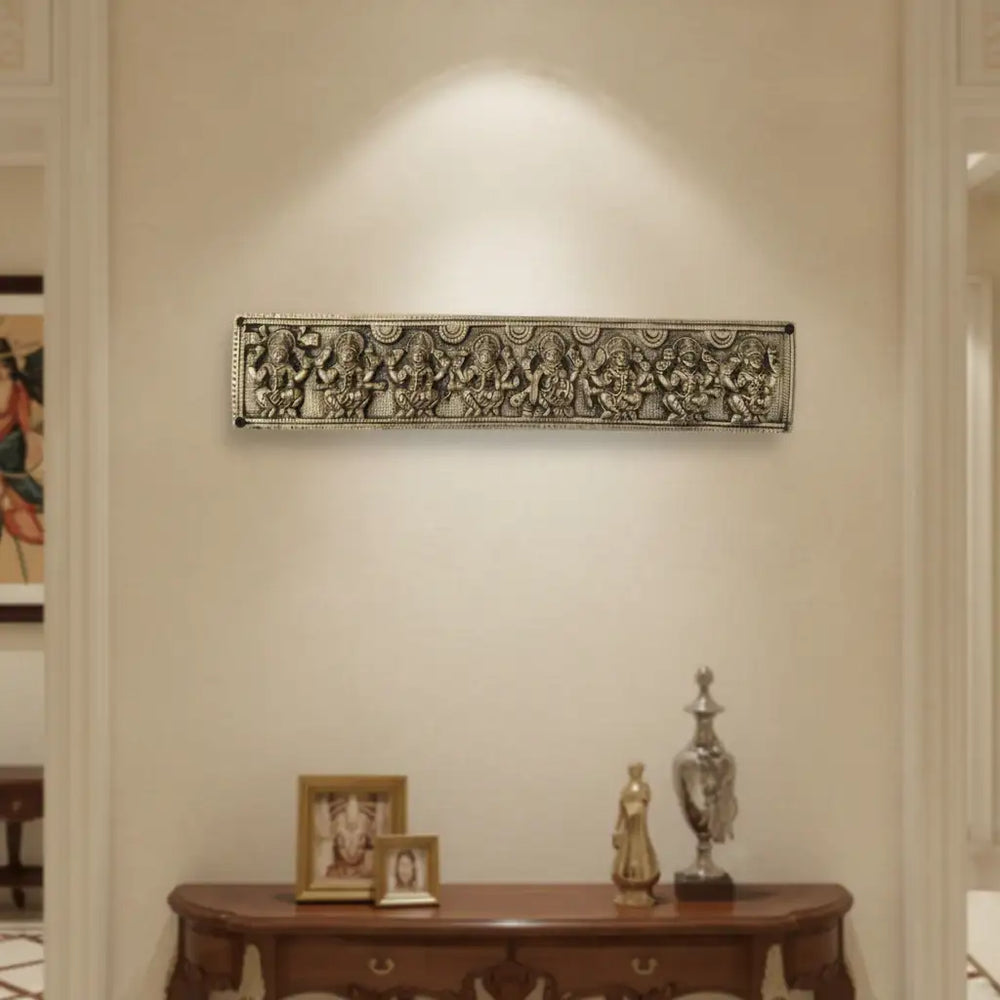 Exquisite Brass Ashta Lakshmi Wall Hanging - Eight Forms of Goddess Lakshmi   Brass Ware