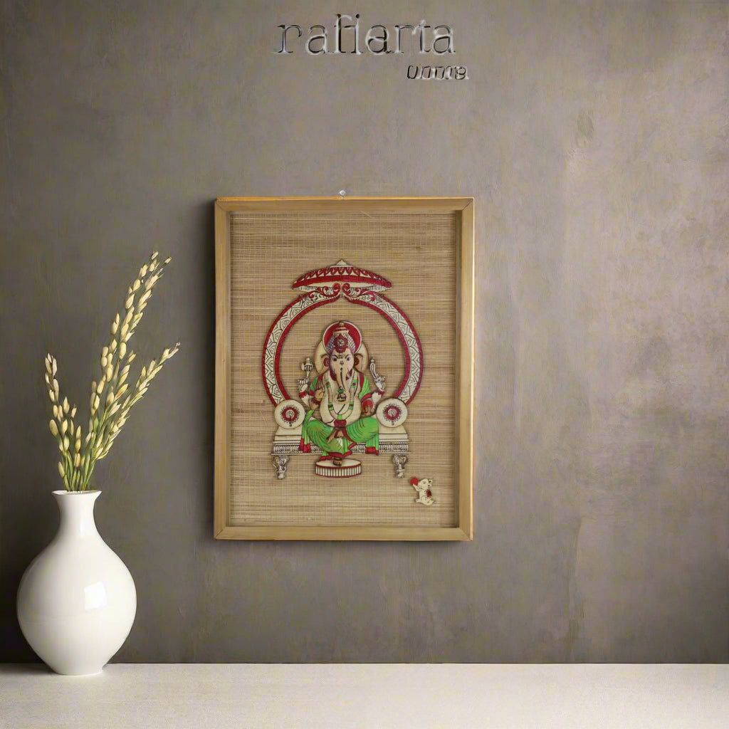 Bamboo Ganesh Frame– Handmade Hindu Spiritual Craft