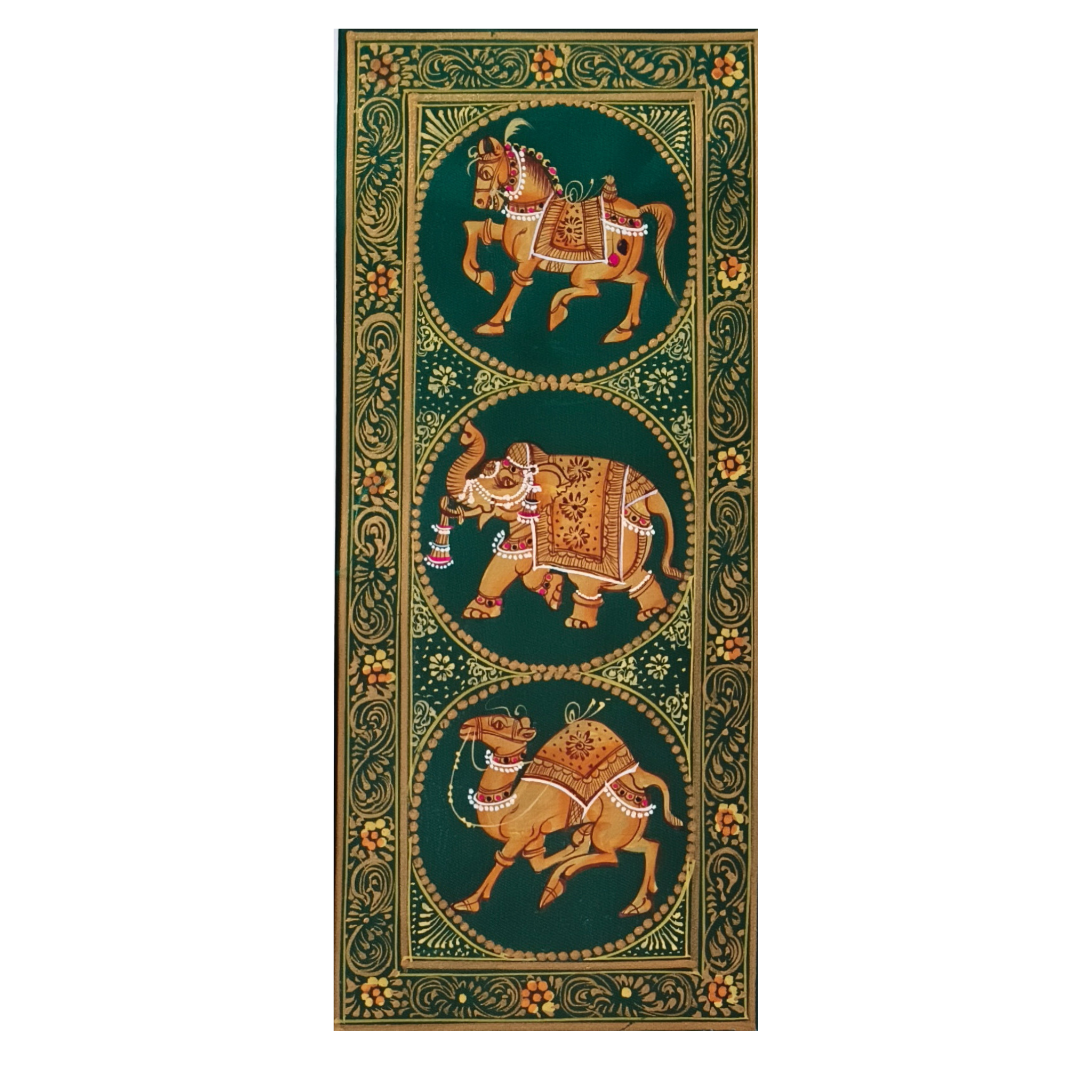 A Triptych of Royal Animals Miniature Painting
