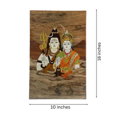 Wooden Inlay Shiva Parvati Frame – South Indian Handmade Spiritual Art Arun