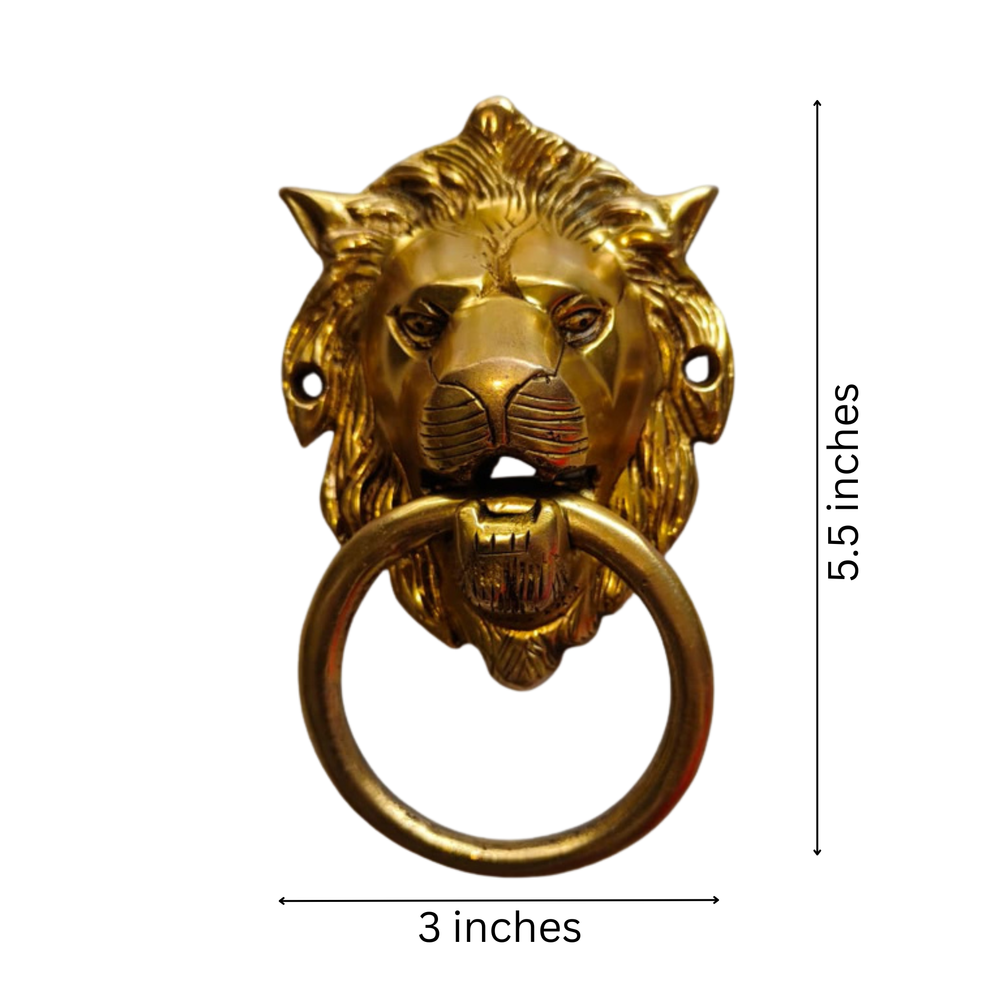 Handcrafted Brass Lion Head Door Knocker – Vintage Wall Décor Accent   Brass Artwork