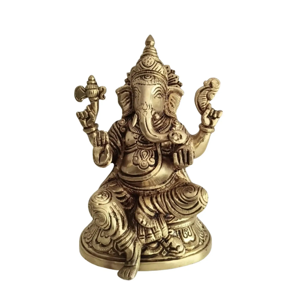 Brass Ganesha Idol – Lord Ganpati Statue for Home Temple Decor   Brass Ware