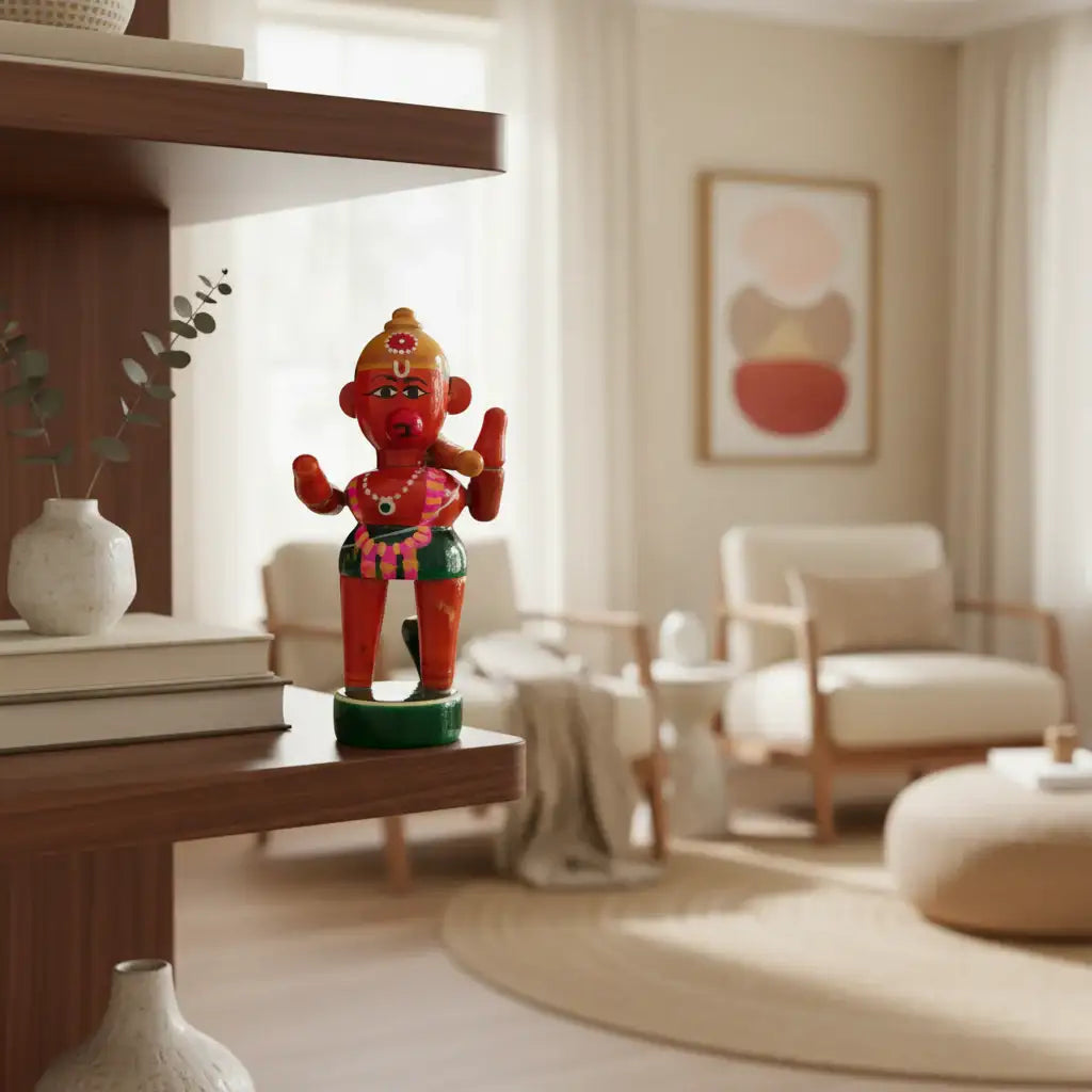 Etikoppaka Little Hanuman Wooden Statue   Etikoppaka Lacquerware