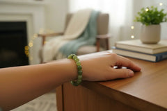 Natural Green Jade Beaded Bracelet   Fashion