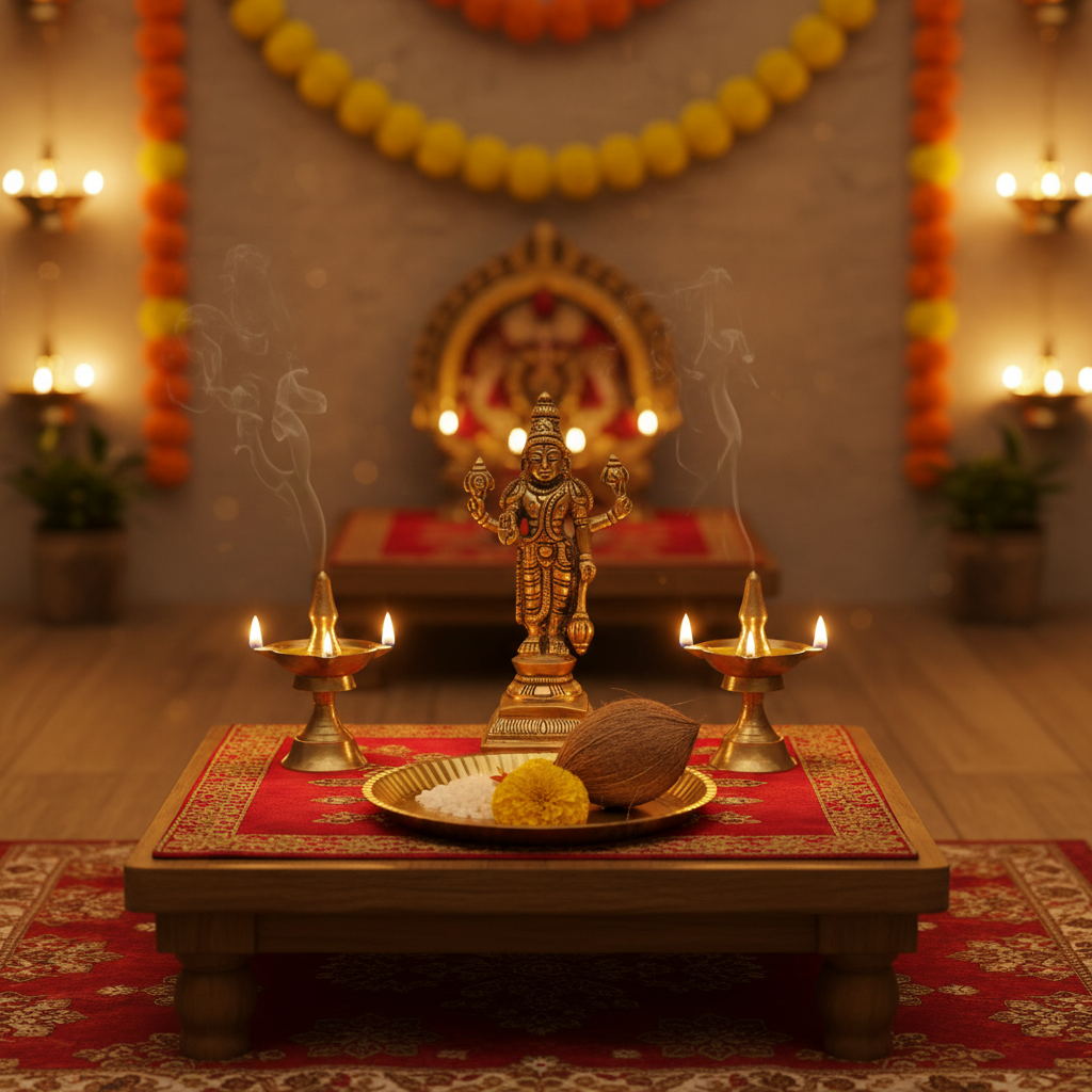 Standing Brass Lord Vishnu Idol