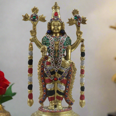 Divine Grace-Exquisite Brass Stone Balaji Idol