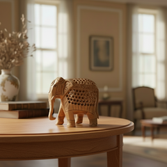 Wooden Elephant with Jali Work | Handmade Indian Craft Sculpture