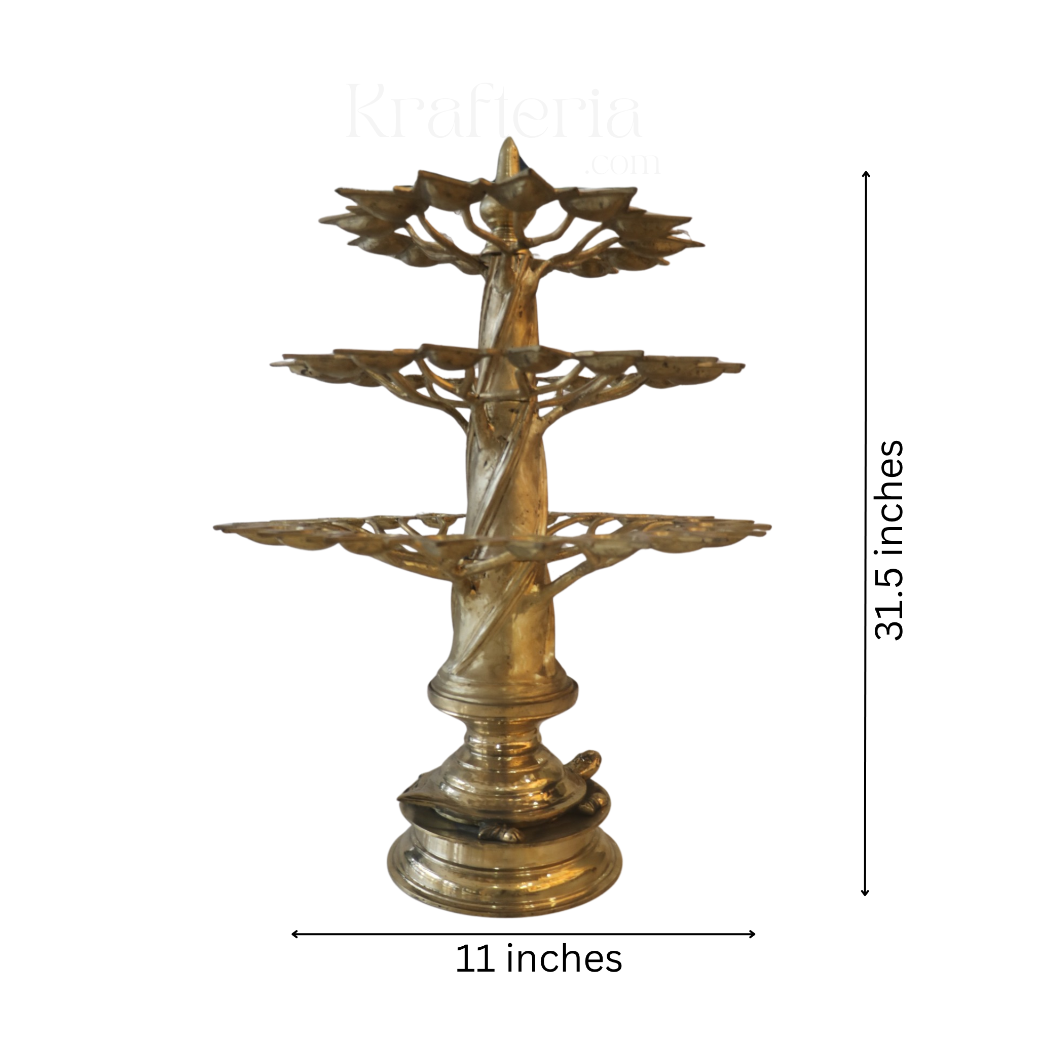 Tree-Shaped Bronze Multi-Wicks Oil Lamp – Perfect for Temples & Homes