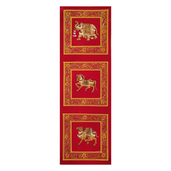 Golden Animal Miniatures on a Scarlet Background Painting