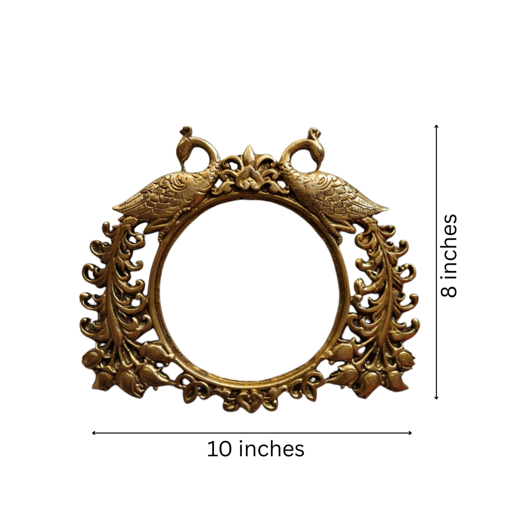 Peacock Brass Prabhavali Frame - Traditional Twin Peacock Wall Art   Brass Artwork