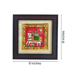 Musician on White Bull (Basava) - Traditional Cheriyal Folk Painting   Cheriyala Painting