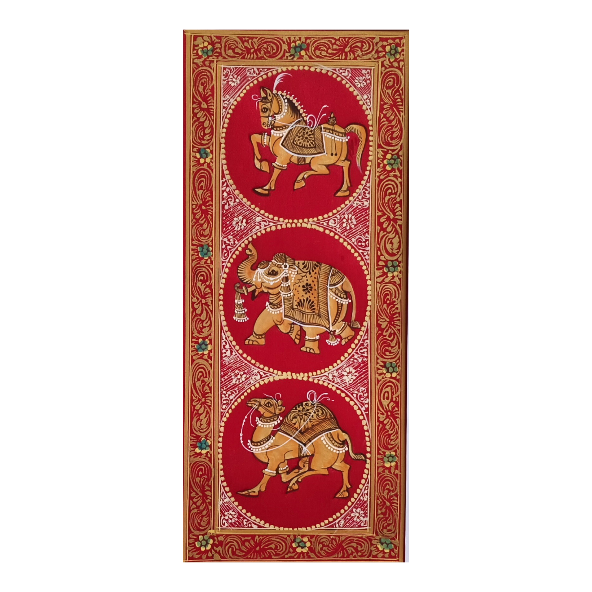 Regal Animalia - A Triptych of Indian Processionals Miniature Painting