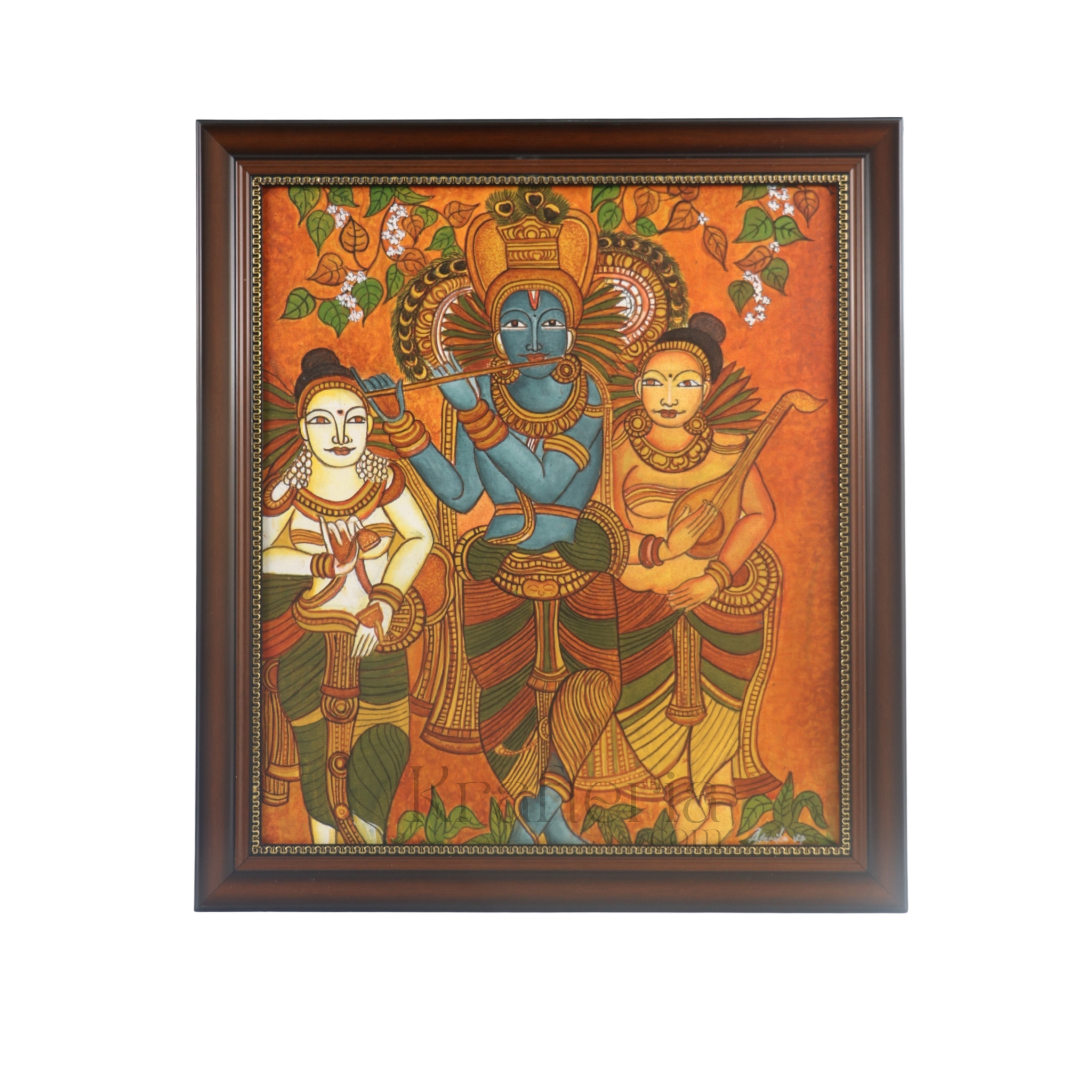 Krishna with Gopikas – Traditional Kerala Mural Art