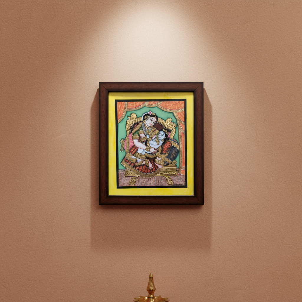 Mysore Yashodha With Krishna Painting | 22KT Gold Leaf
