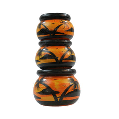Handcrafted Channapatna wooden 3-pot set with natural dyes