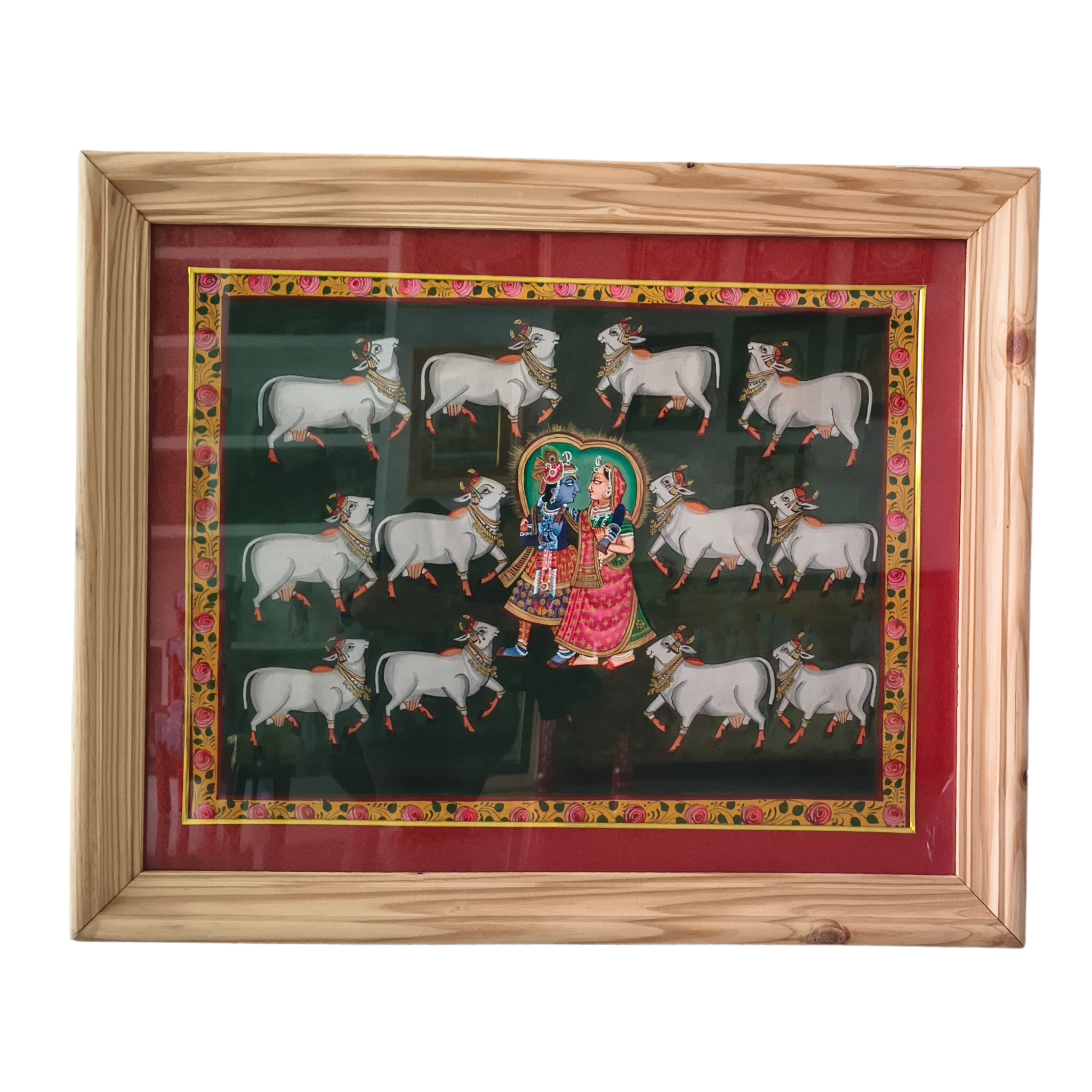 Radha and Krishna Surrounded by the Holy Cows Painting