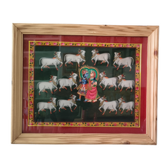 Radha and Krishna Surrounded by the Holy Cows Painting